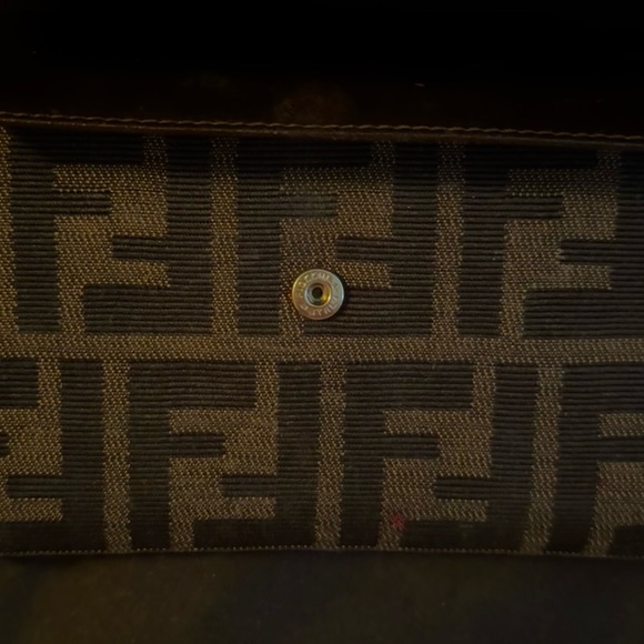SOLD Authentic FENDI Zucca Trifold Zip Wallet Brown Canvas/Leather Made Italy - Picture 9 of 13